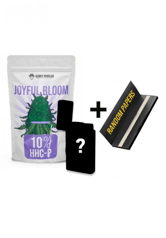 Set za pakiranje - Moč rož: Joyful Bloom 10%, Vžigalnik: Naključno, Papirji: Naključen